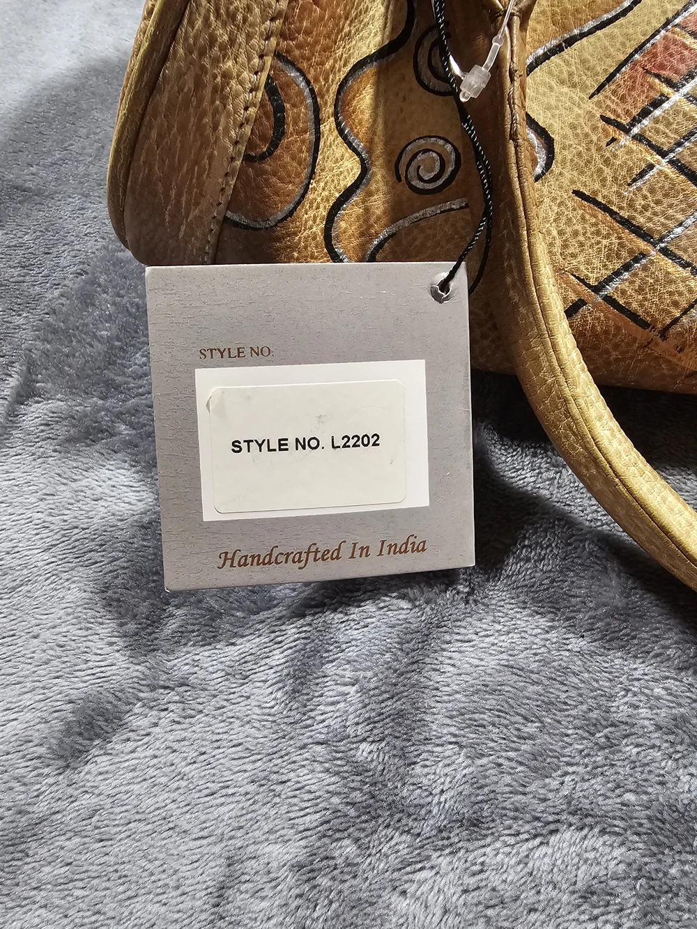 Tee Klein Hand-Painted Tan Leather Shoulder Bag with Artistic Motif